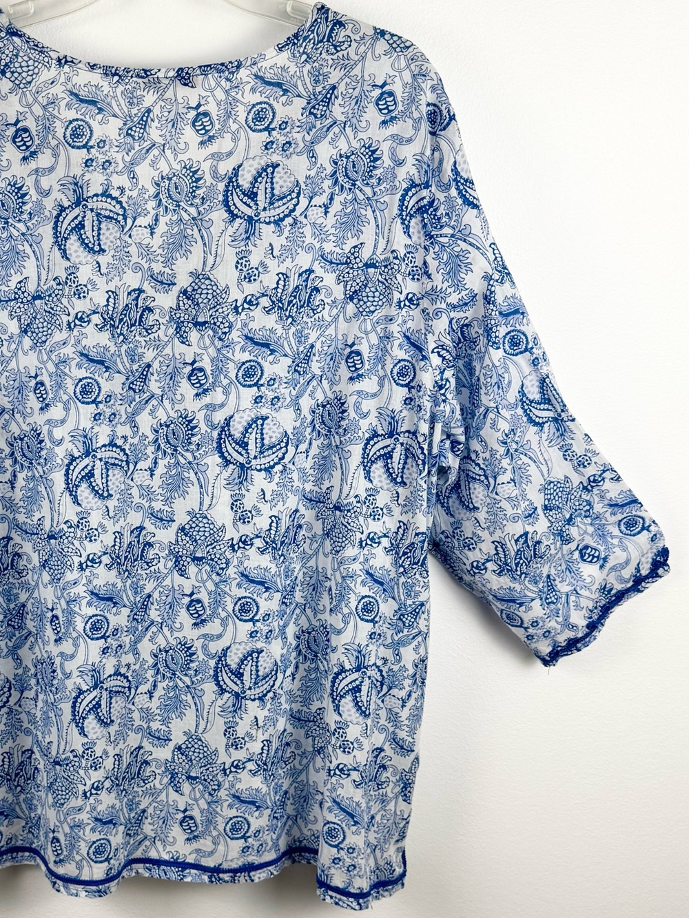Anne Carson Blue Paisley Cotton Tunic size 2X - Picture 7 of 16